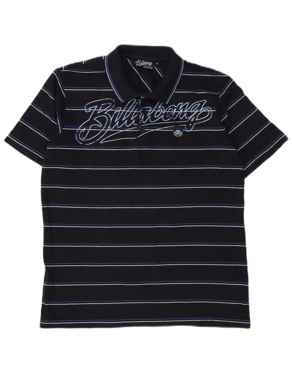 Billabong Boys Graphic Polo Shirt 15-16 Years Black Striped Cotton