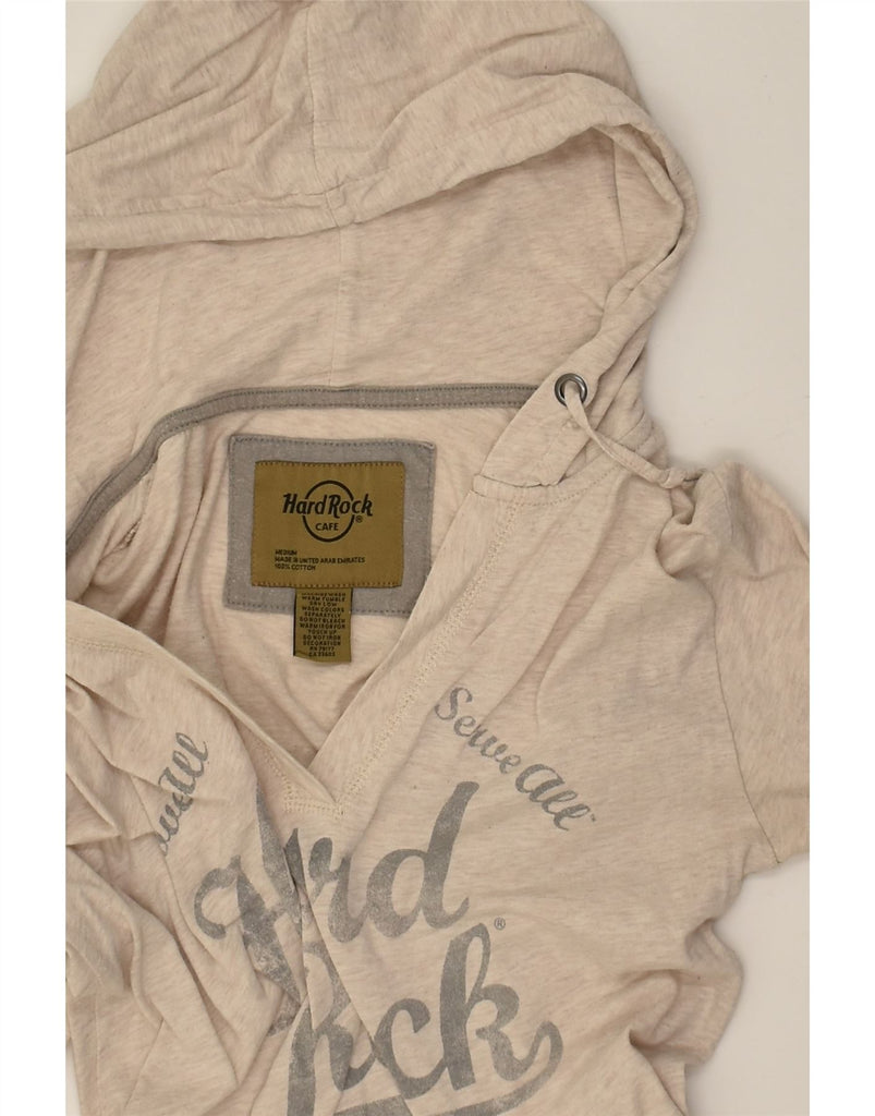 HARD ROCK CAFE Womens Florence Graphic Hoodie Jumper UK 12 Medium Beige | Vintage Hard Rock Cafe | Thrift | Second-Hand Hard Rock Cafe | Used Clothing | Messina Hembry 