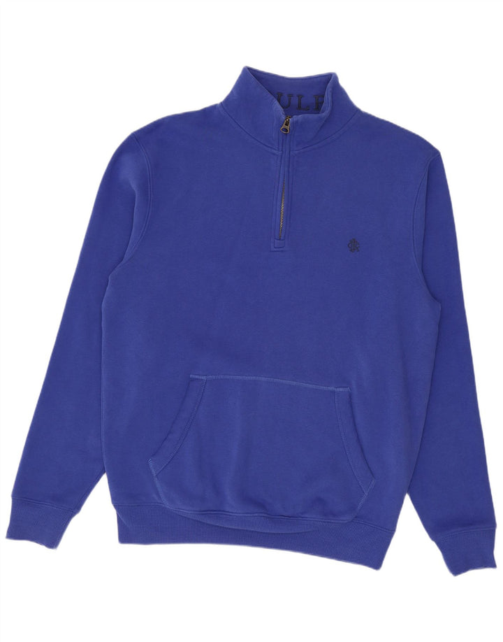 Joules Mens Zip Neck Sweatshirt Jumper Small Blue Cotton