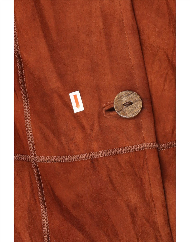 VINTAGE Womens Shearling Coat IT 44 Medium Brown Leather