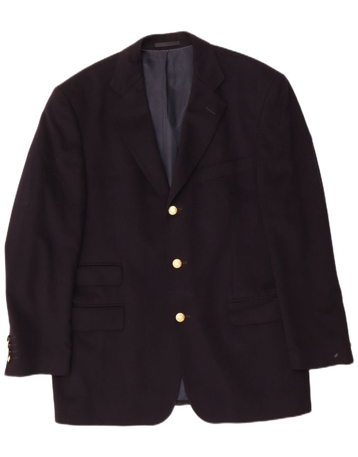 Daniels & Korff Mens 3 Button Blazer Jacket IT 50 Large Navy Blue Cashmere