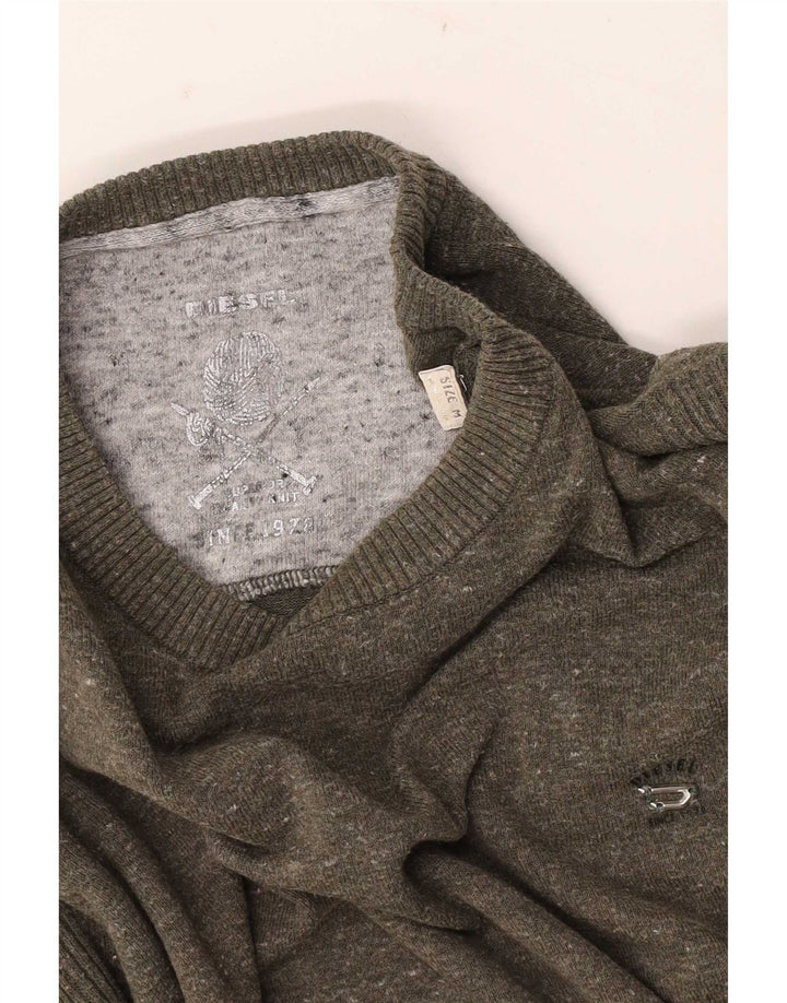 Diesel Mens Crew Neck Jumper Sweater Medium Khaki Flecked