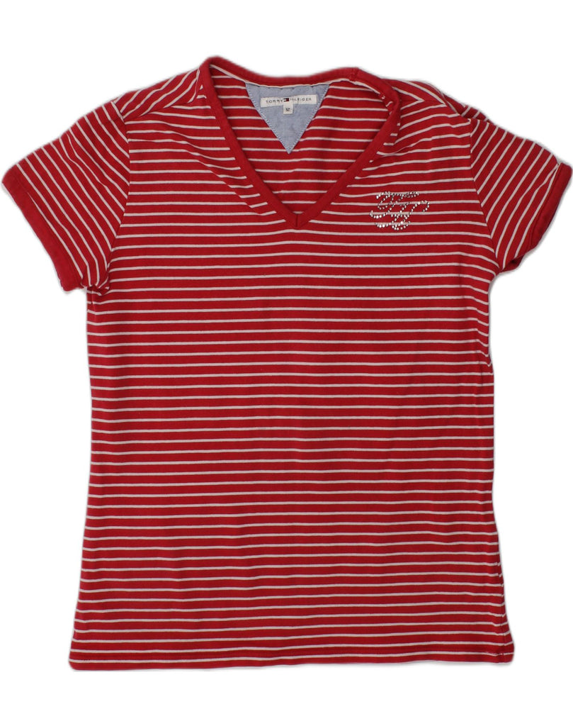 TOMMY HILFIGER Girls T-Shirt Top 11-12 Years Red Striped Cotton | Vintage Tommy Hilfiger | Thrift | Second-Hand Tommy Hilfiger | Used Clothing | Messina Hembry 