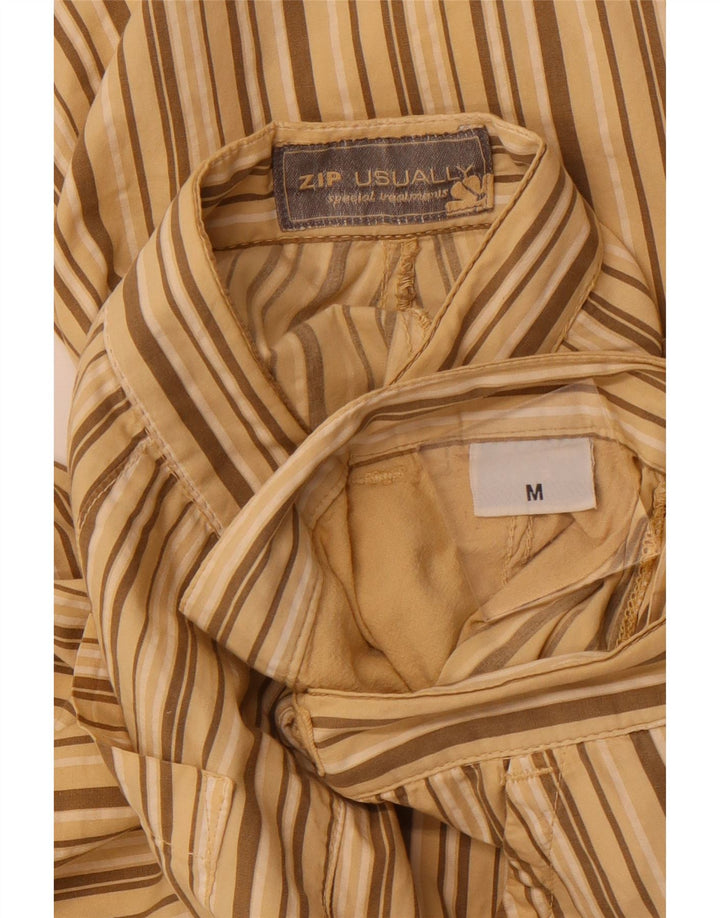 VINTAGE Mens Chino Shorts Medium W32 Beige Striped Cotton