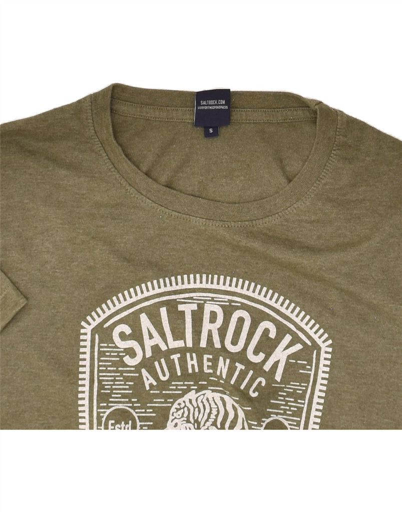 SALTROCK Mens Graphic T-Shirt Top Small Khaki Cotton | Vintage Saltrock | Thrift | Second-Hand Saltrock | Used Clothing | Messina Hembry 