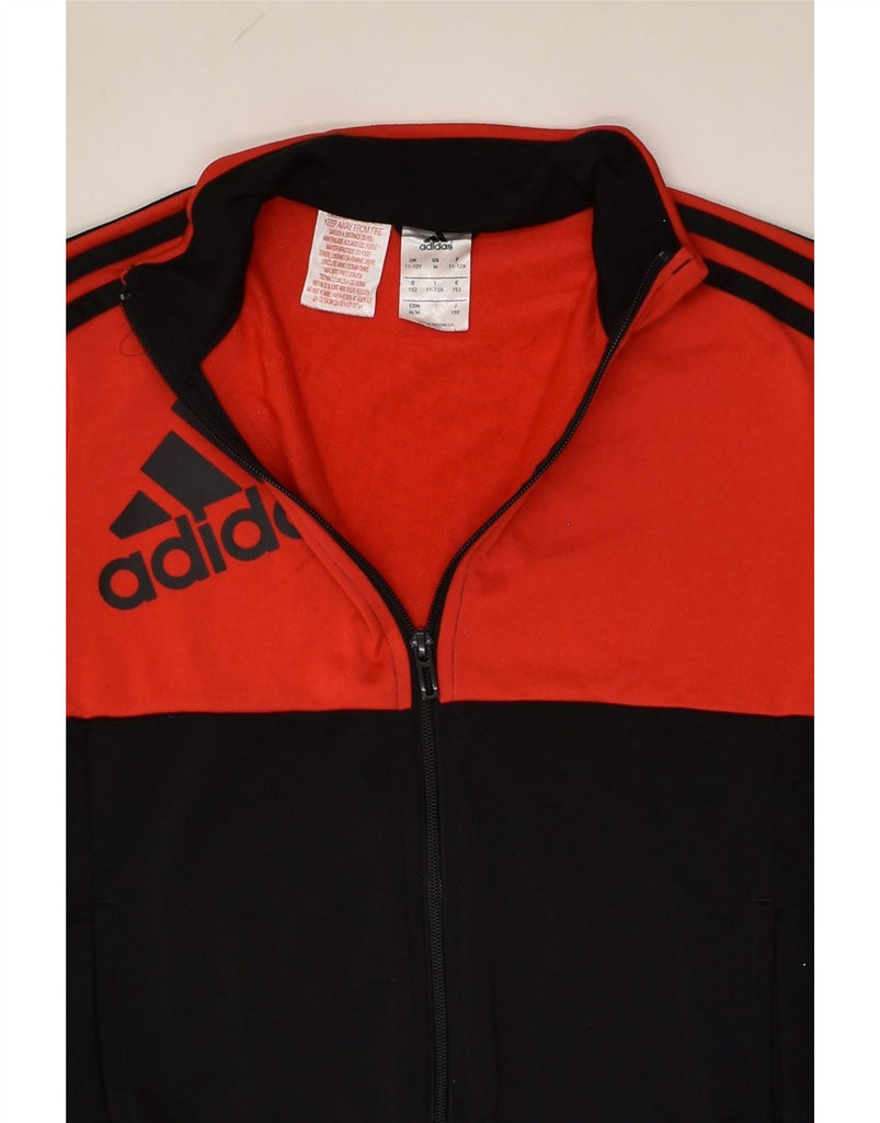 ADIDAS Boys Graphic Tracksuit Top Jacket 11-12 Years Red Colourblock | Vintage Adidas | Thrift | Second-Hand Adidas | Used Clothing | Messina Hembry 