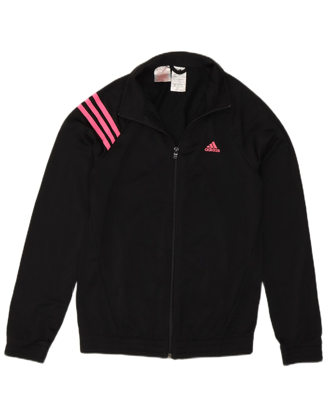 Adidas Girls Tracksuit Top Jacket 13-14 Years Black Polyester Sports