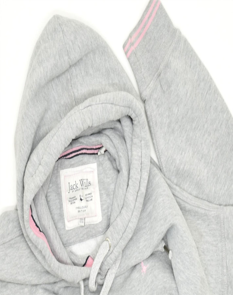 JACK WILLS Womens Hoodie Jumper UK 14 Medium Grey Cotton | Vintage | Thrift | Second-Hand | Used Clothing | Messina Hembry 