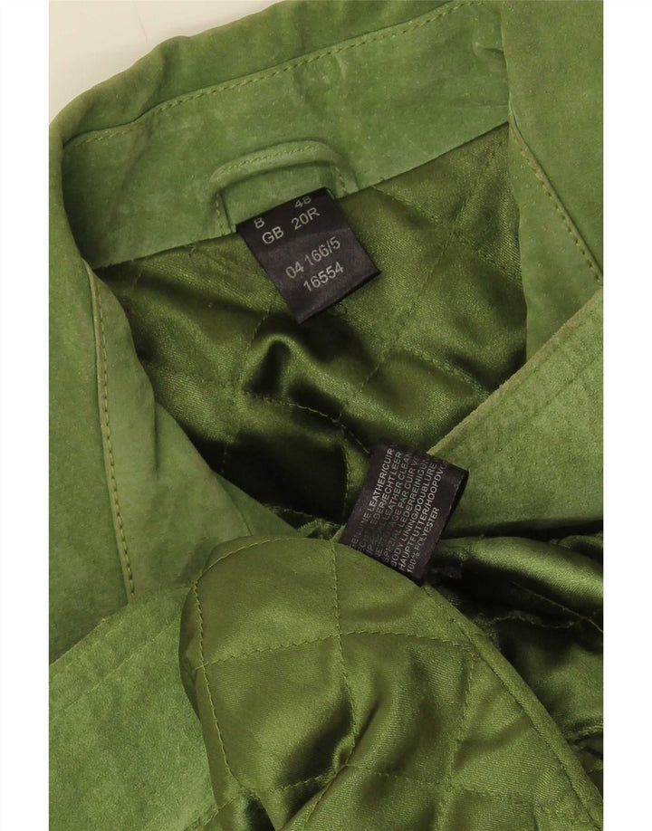 Vintage Womens 4 Button Suede Blazer Jacket UK 20 2XL Green Leather