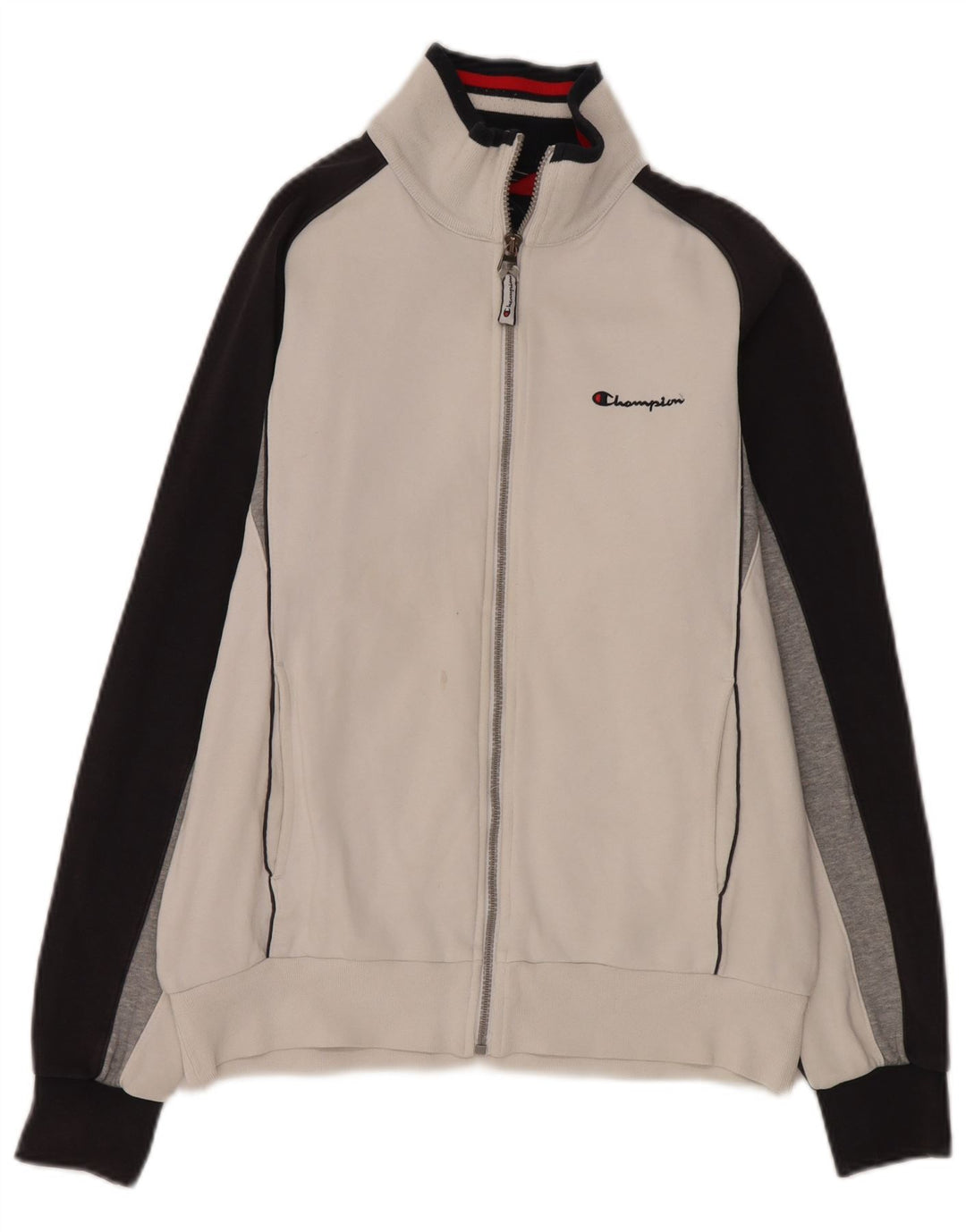 Champion Mens Tracksuit Top Jacket Medium White Colourblock Cotton