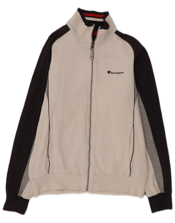 Champion Mens Tracksuit Top Jacket Medium White Colourblock Cotton