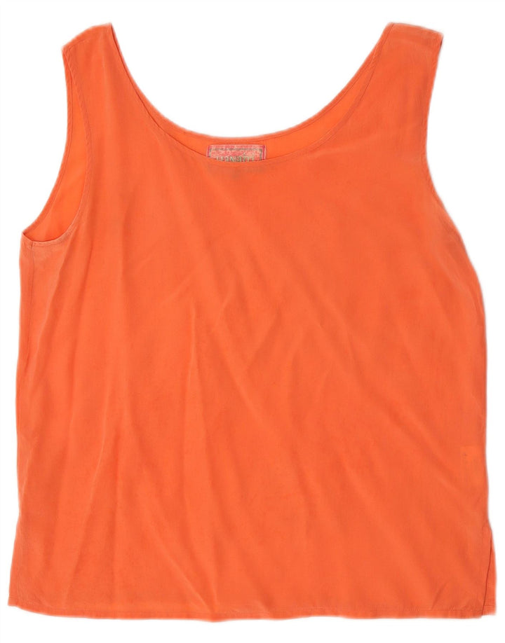 HANAITI Womens Vest Top UK 14 Medium Orange Silk