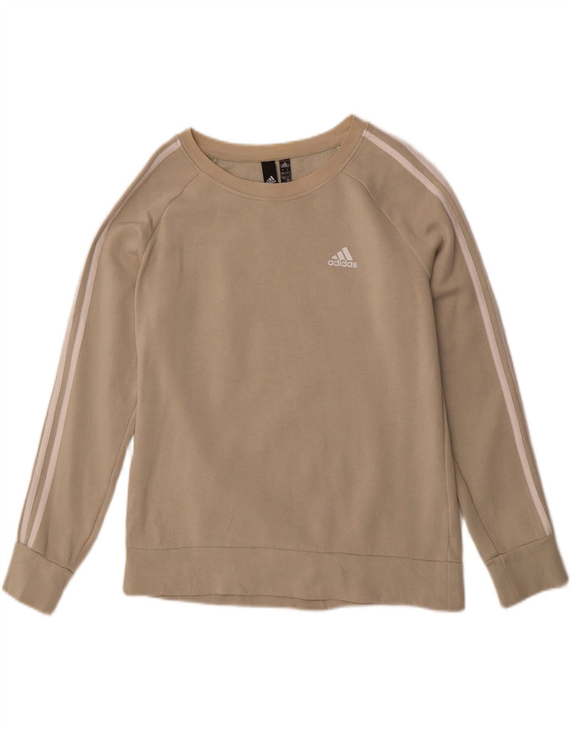 ADIDAS Womens Sweatshirt Jumper UK 16/18 Large Beige Cotton Vintage Adidas and Second-Hand Adidas from Messina Hembry 