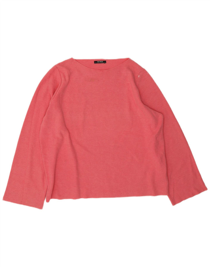 Zara Womens Oversized Top Long Sleeve UK 16 Large Pink Cotton