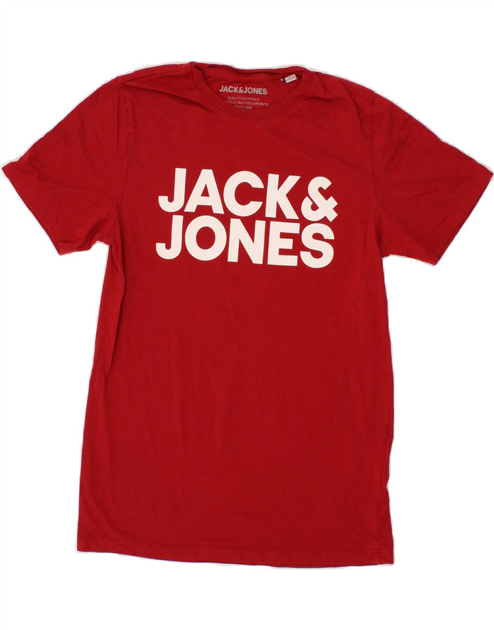 JACK & JONES Boys Graphic T-Shirt Top 13-14 Years Medium Red Cotton Vintage Jack & Jones and Second-Hand Jack & Jones from Messina Hembry 