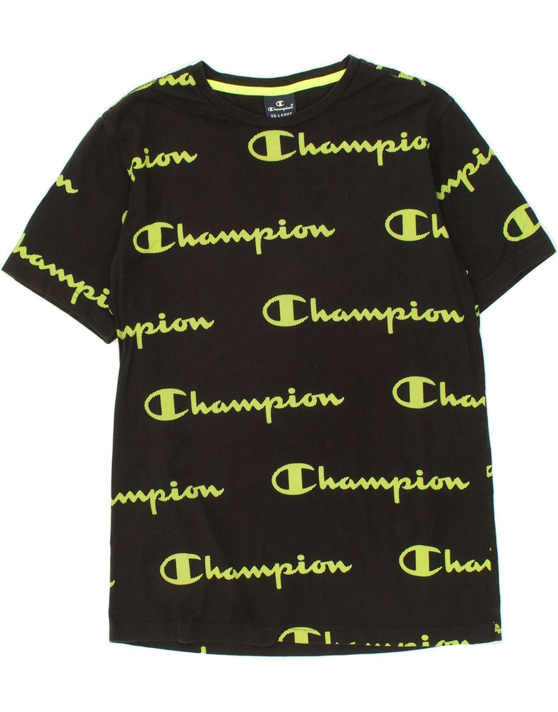 CHAMPION Boys Graphic T-Shirt Top 15-16 Years 2XL Black | Vintage Champion | Thrift | Second-Hand Champion | Used Clothing | Messina Hembry 