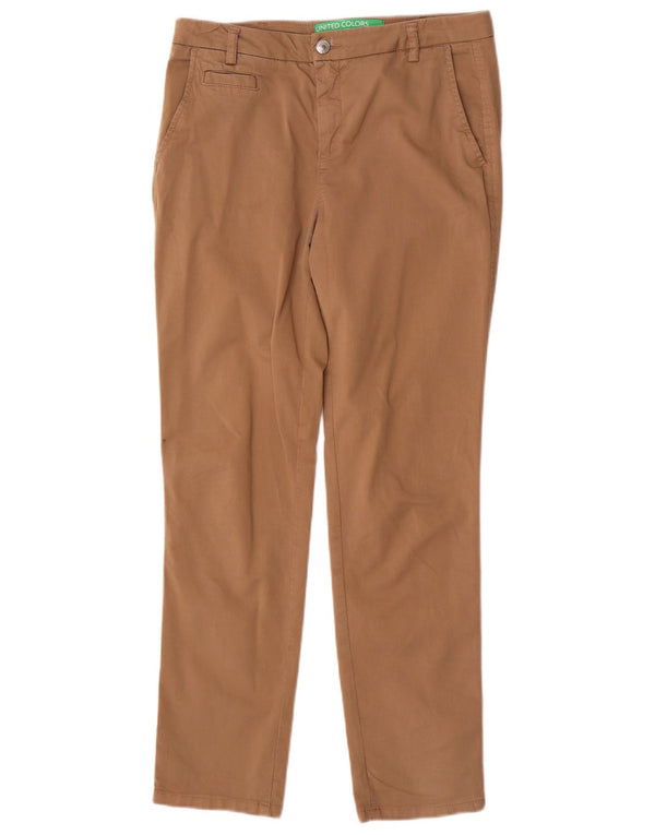 Benetton Womens Slim Chino Trousers UK 10 Small W30 L29 Beige Cotton