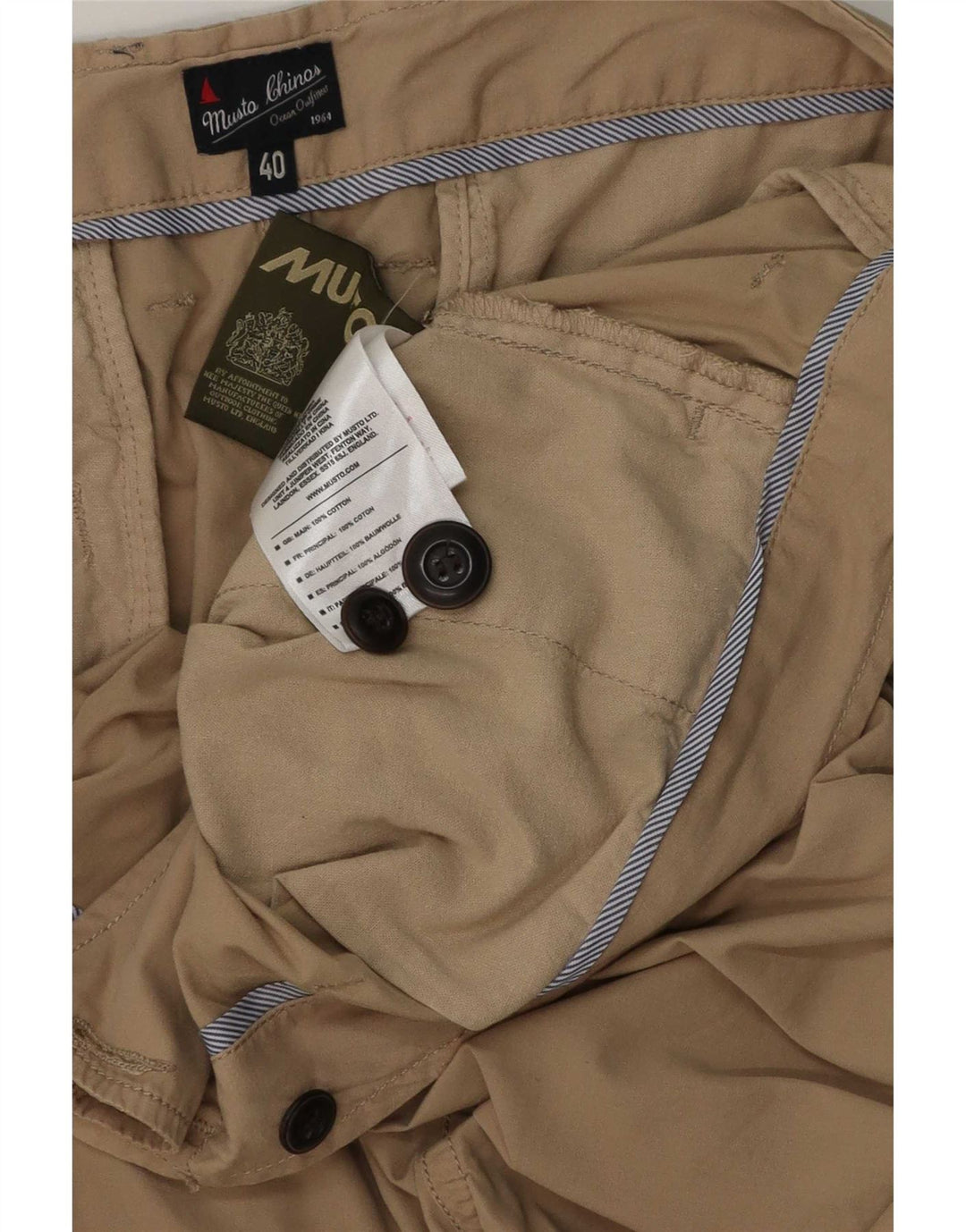 Musto Mens Chino Shorts W40 XL Beige Cotton