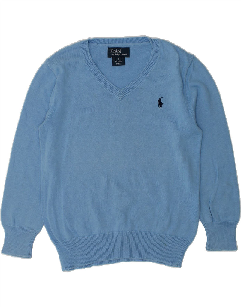 POLO RALPH LAUREN Boys V-Neck Jumper Sweater 4-5 Years Blue Cotton | Vintage Polo Ralph Lauren | Thrift | Second-Hand Polo Ralph Lauren | Used Clothing | Messina Hembry 