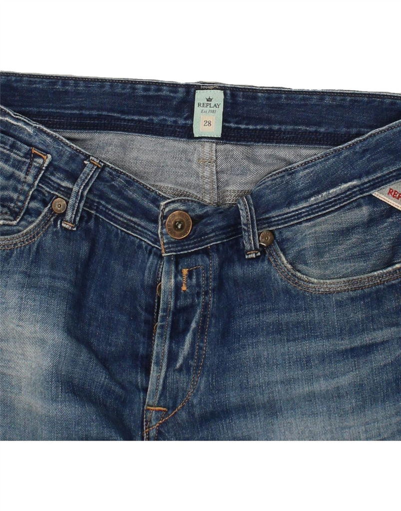 REPLAY Mens Distressed Slim Jeans W28 L28 Blue Cotton Vintage Replay and Second-Hand Replay from Messina Hembry 