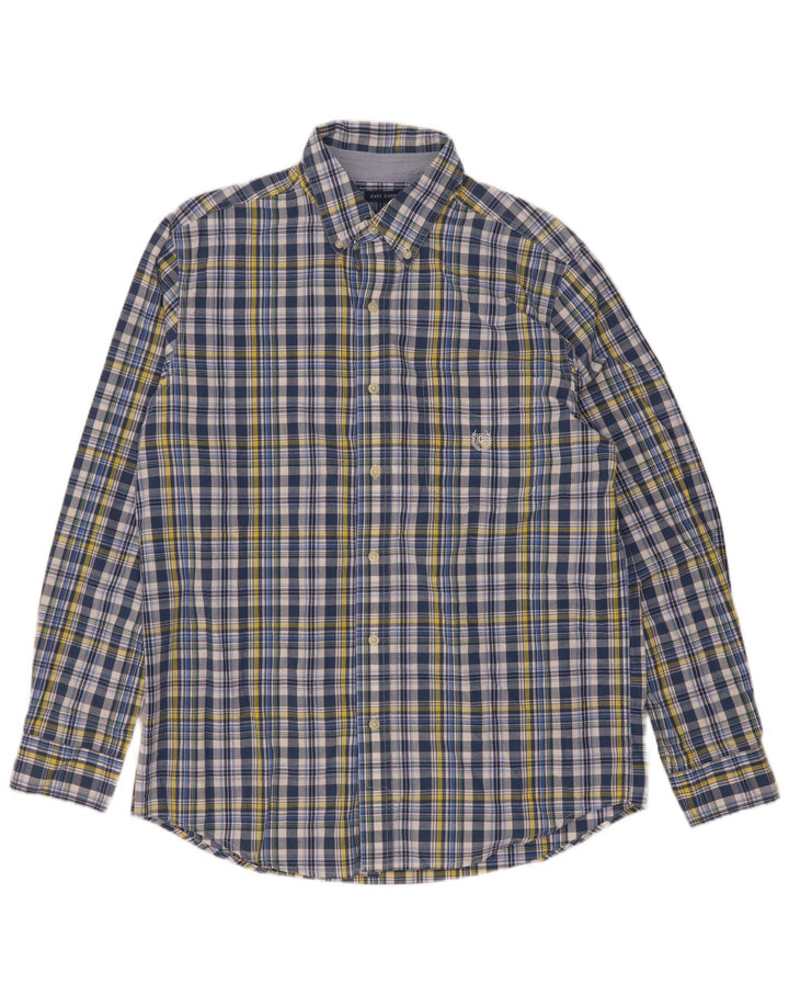 Chaps Mens Easy Care Shirt Medium Blue Check Cotton