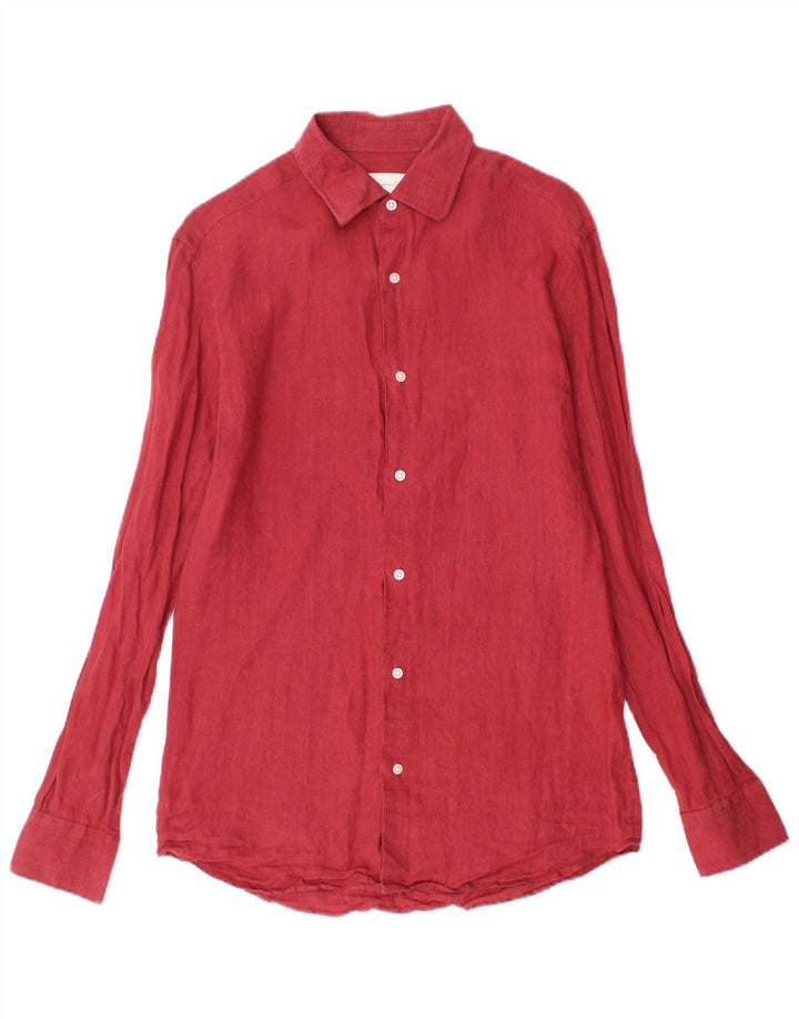 Massimo Dutti Mens Shirt Small Red Linen