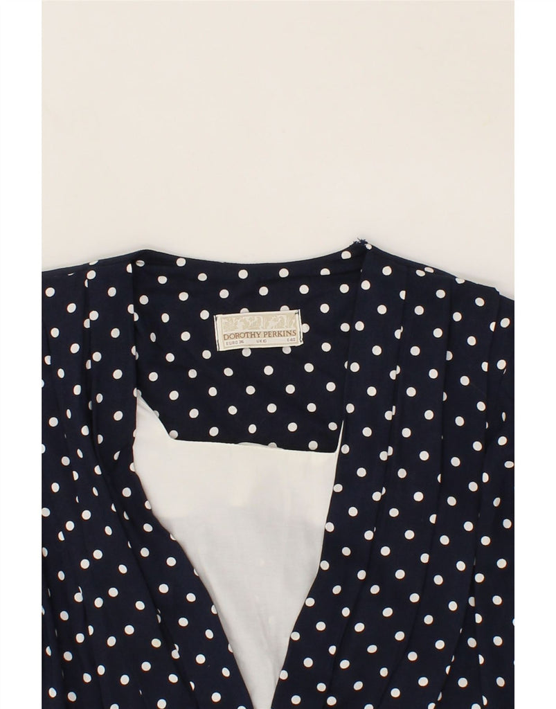 DOROTHY PERKINS Womens Maxi Dress UK 10 Small Navy Blue Polka Dot Viscose Vintage Dorothy Perkins and Second-Hand Dorothy Perkins from Messina Hembry 