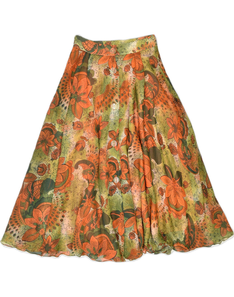 VINTAGE Womens A-Line Skirt IT 42 Medium W26 Multicoloured Floral Viscose | Vintage | Thrift | Second-Hand | Used Clothing | Messina Hembry 