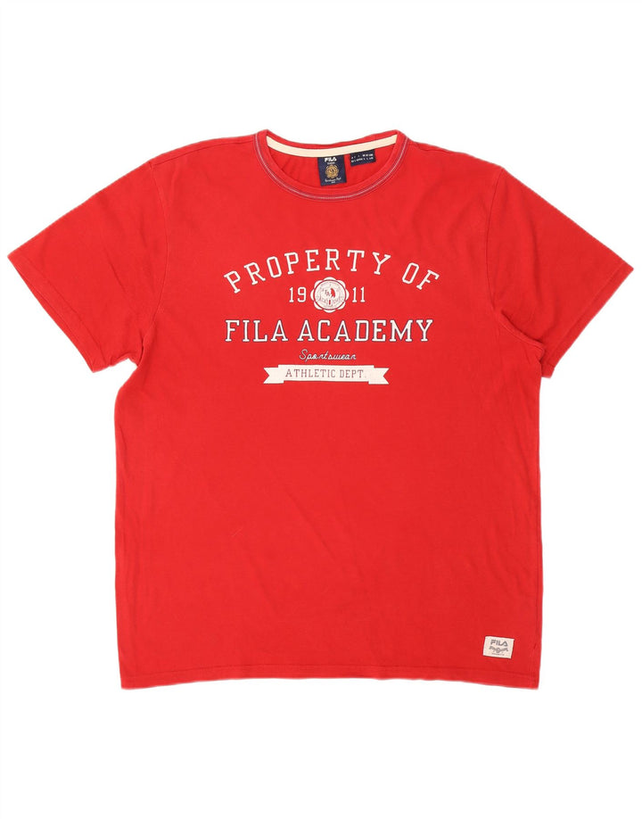 FILA Mens Graphic T-Shirt Top Large Red Cotton