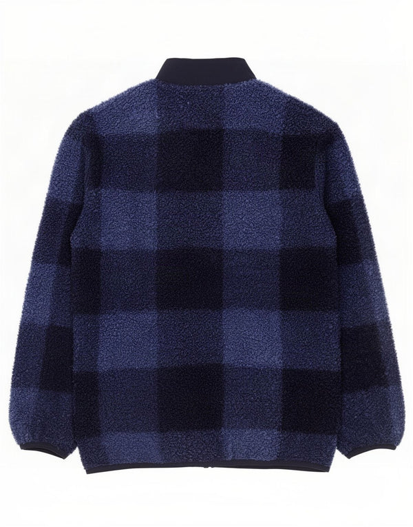Marks & Spencer Boys Fleece Jacket 12-13 Years Navy Blue Check Polyester