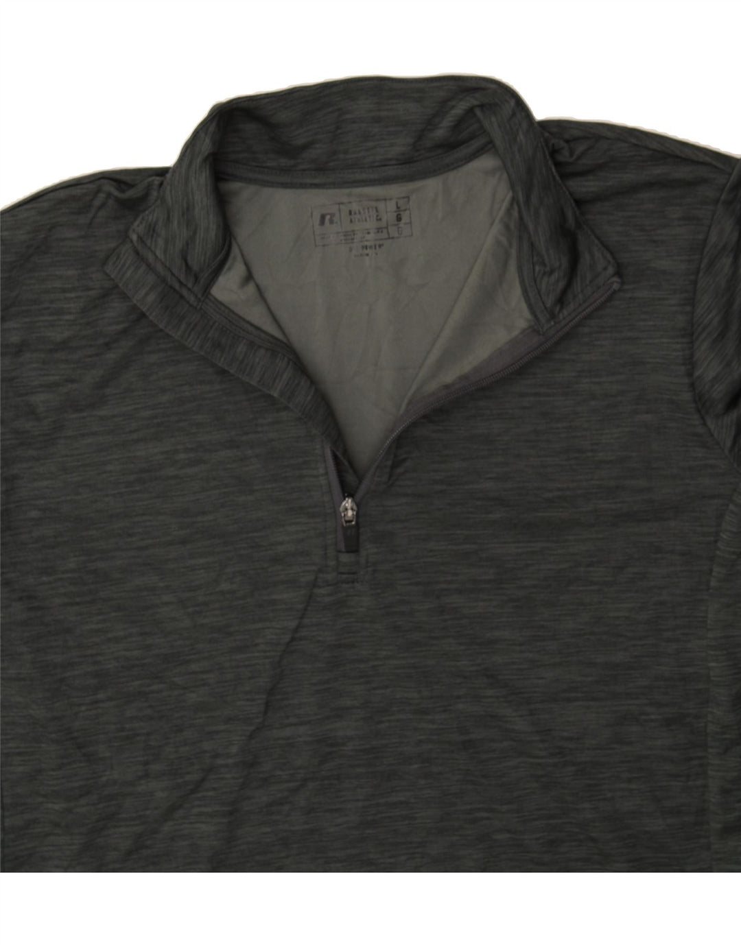 RUSSELL ATHLETIC Mens Zip Neck Pullover Tracksuit Top Large Grey Flecked Vintage Russell Athletic and Second-Hand Russell Athletic from Messina Hembry 