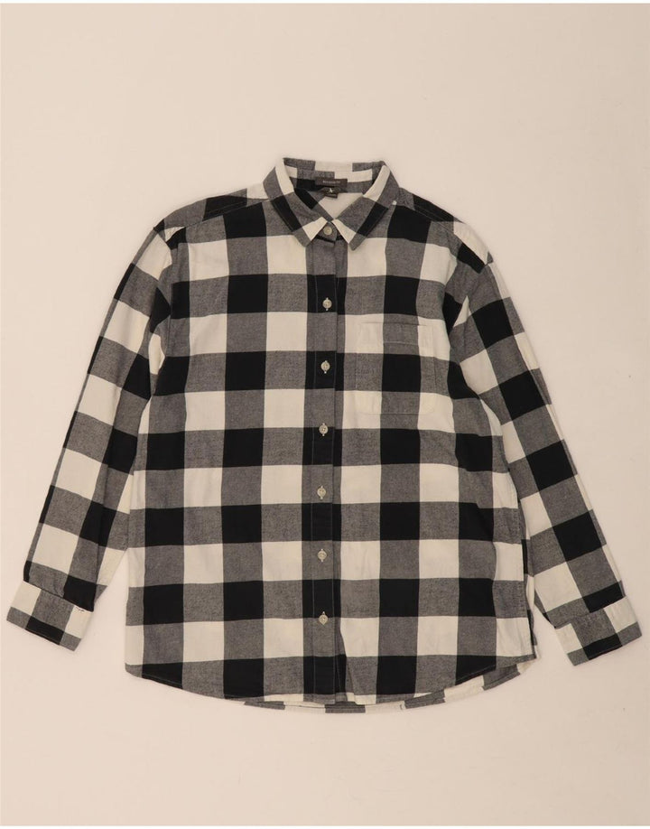 EDDIE BAUER Womens Relaxed Fit Flannel Shirt UK 10 Small Black Check Vintage Eddie Bauer and Second-Hand Eddie Bauer from Messina Hembry 