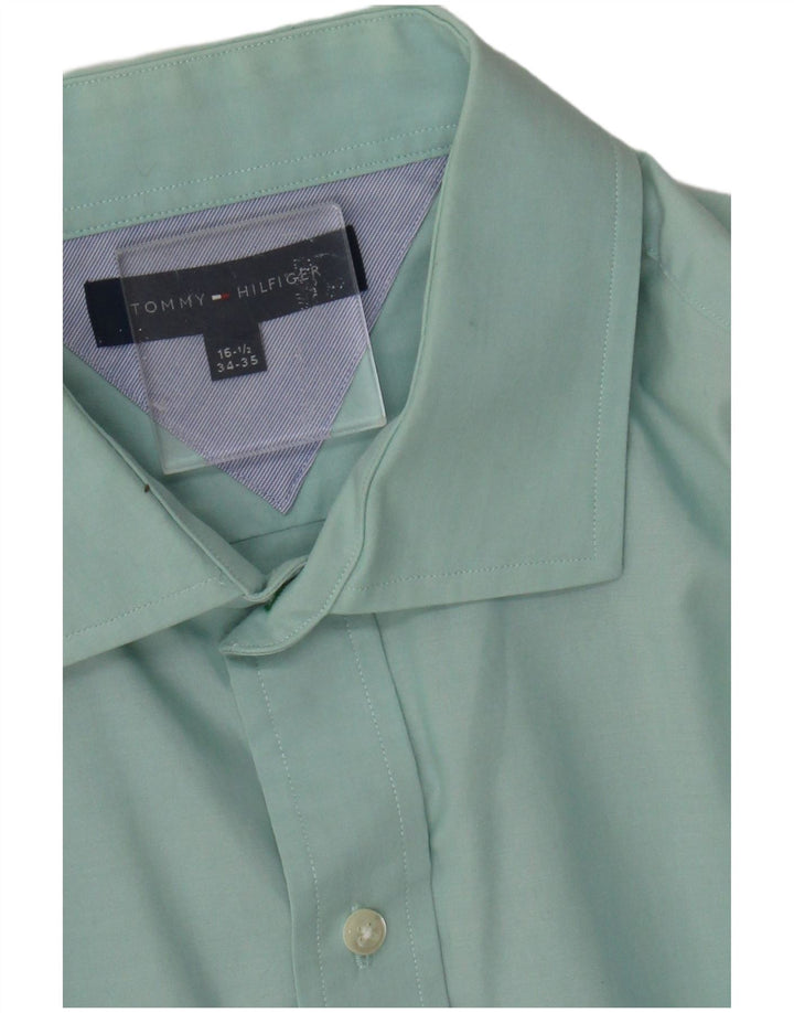 Tommy Hilfiger Mens Shirt Size 16 1/2 Large Green Cotton