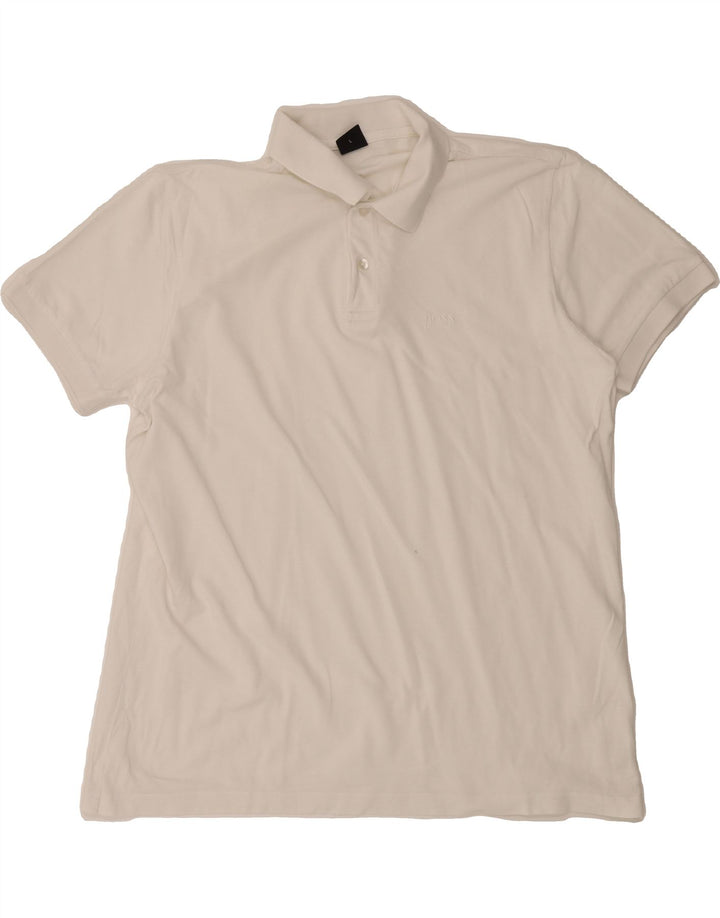 HUGO BOSS Mens Polo Shirt Large White Vintage Hugo Boss and Second-Hand Hugo Boss from Messina Hembry 