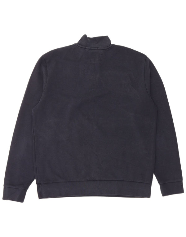 Hugo Boss Mens Zip Neck Sweatshirt Jumper Large Navy Blue Cotton