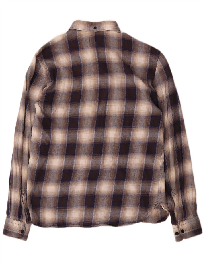 French Connection Mens Regular Fit Flannel Shirt Small Brown Check