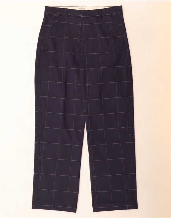 Levi's Mens Loose Fit Chino Trousers W30 L32 Navy Blue Plaid Cotton