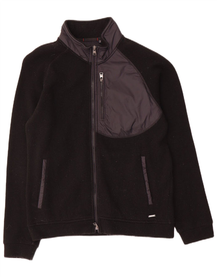 Woolrich Mens Cardigan Sweater Small Black Colourblock Wool