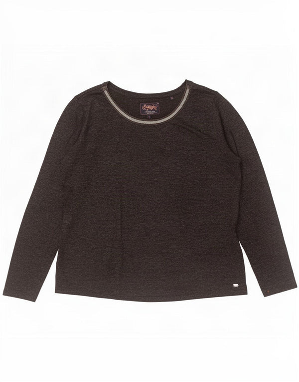 Superdry Womens Top Long Sleeve UK 18 XL Grey Flecked Polyester