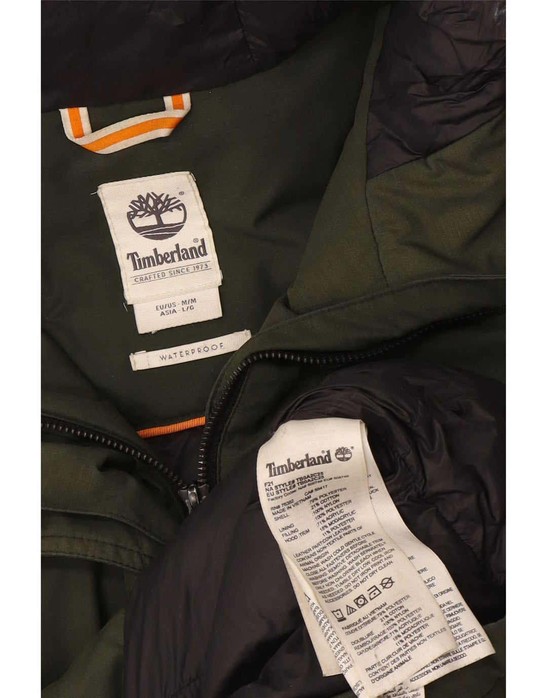 Timberland Womens Hooded Parka Jacket UK 14 Medium Green Polyester