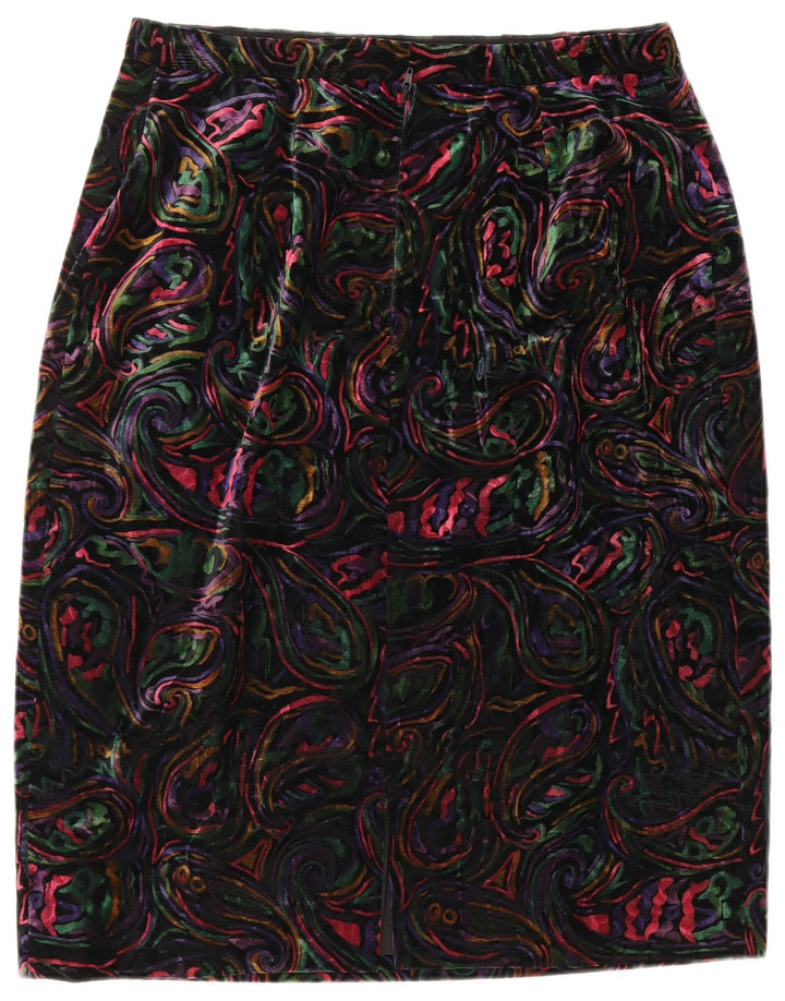 VINTAGE Womens 1 Button 2 Piece Skirt Set UK 12 Medium W32 Multicoloured