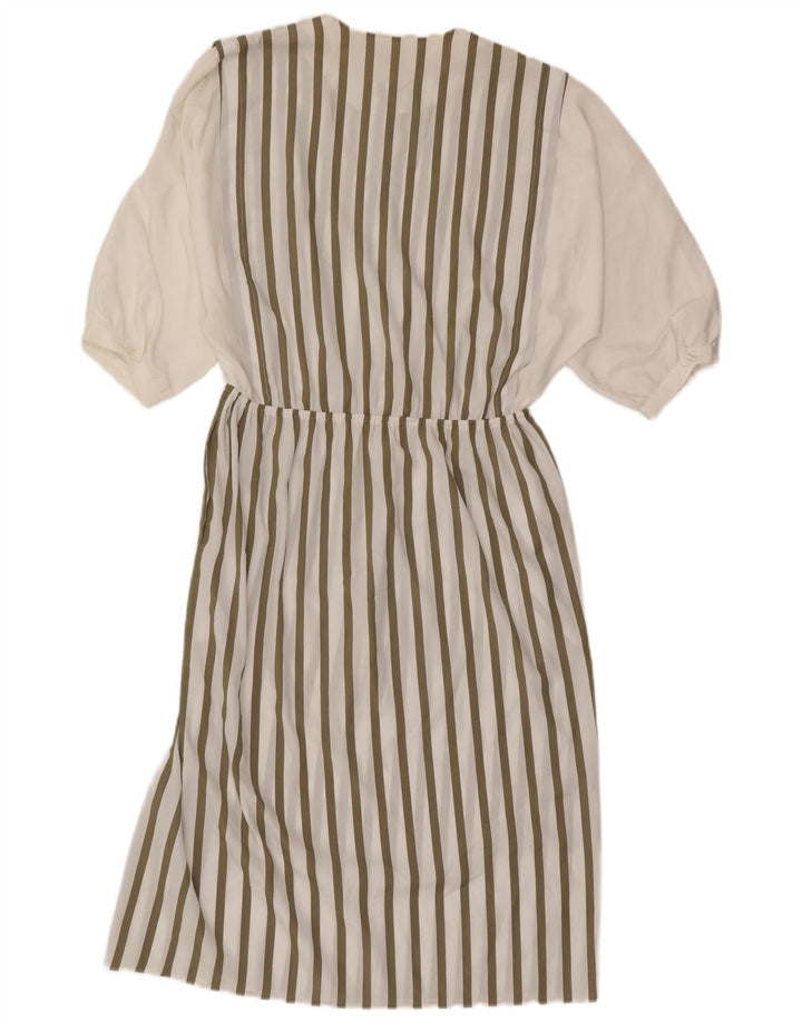 Vintage Womens Oversized Maxi Dress EU 36 Small White Pinstripe