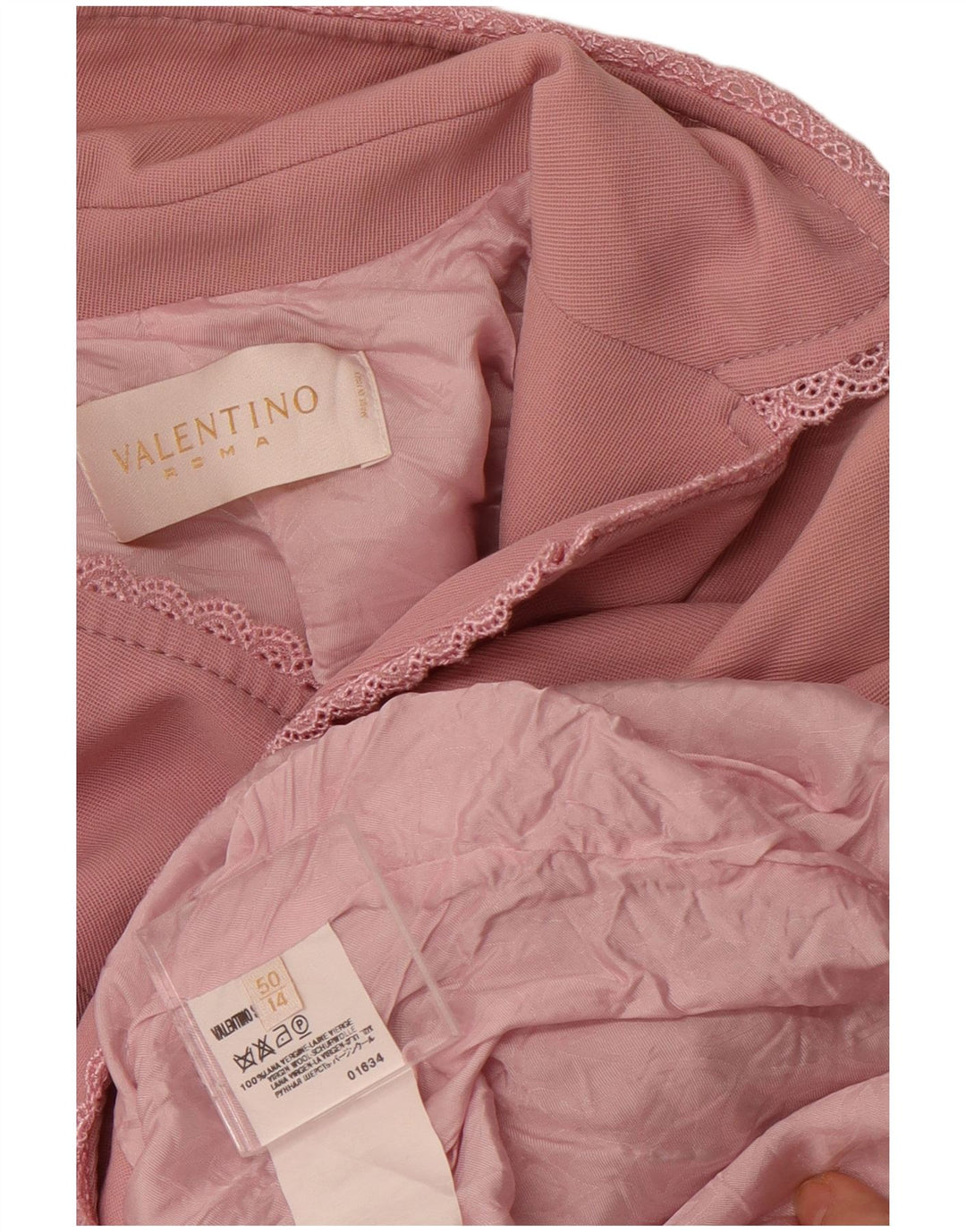 VALENTINO Womens 1 Button Blazer Jacket UK 14 Medium Pink Virgin Wool