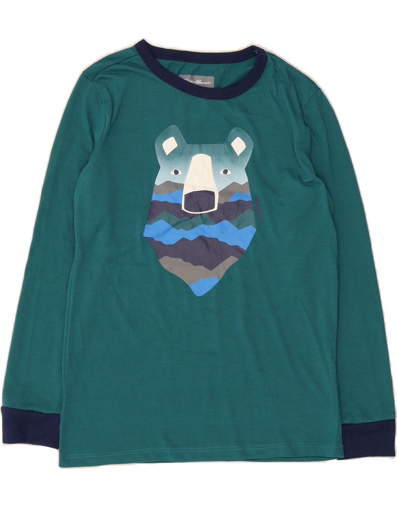 EDDIE BAUER Boys Graphic Top Long Sleeve 10-11 Years Medium Blue Vintage Eddie Bauer and Second-Hand Eddie Bauer from Messina Hembry 