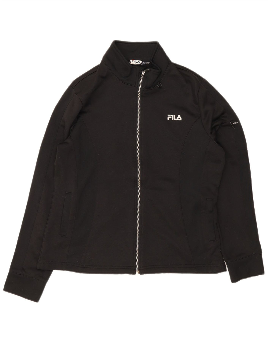 Fila Womens Tracksuit Top Jacket UK 12 Medium Black Polyester