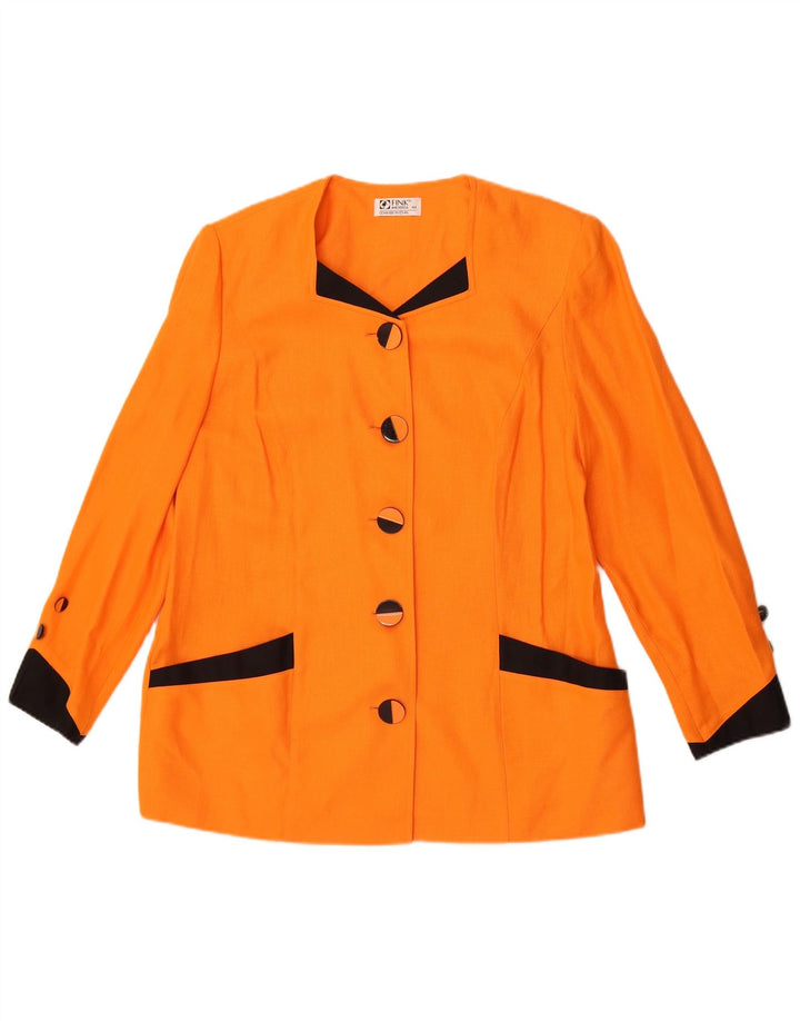 Fink Modell Womens 5 Button Blazer Jacket UK 18 XL Orange Colourblock