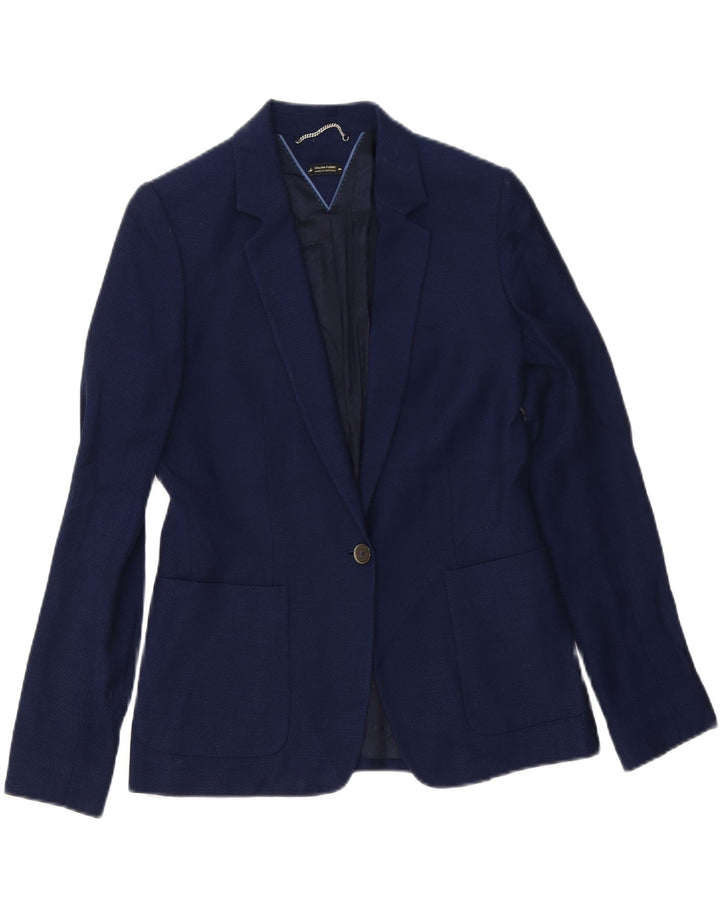 Massimo Dutti Womens 1 Button Blazer Jacket EU 38 Medium Navy Blue Viscose