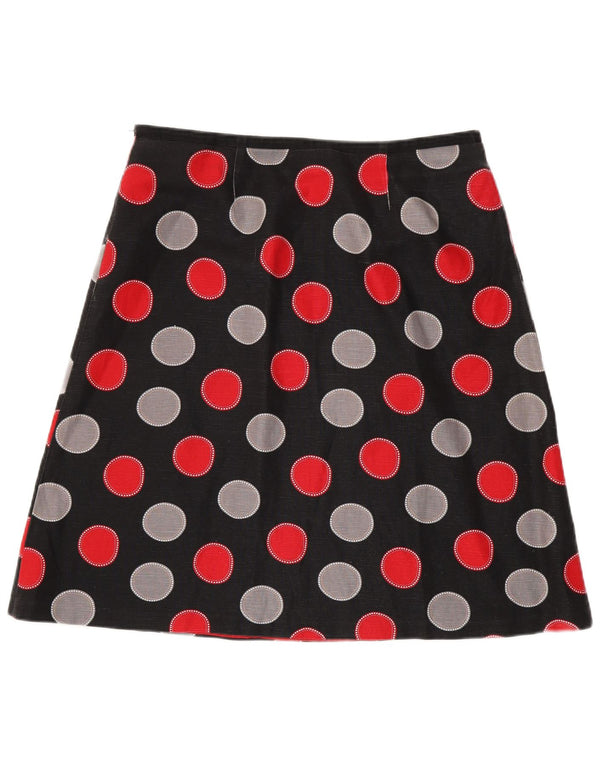 Laura Ashley Womens A-Line Skirt UK 16 Large W34 Black Spotted Linen