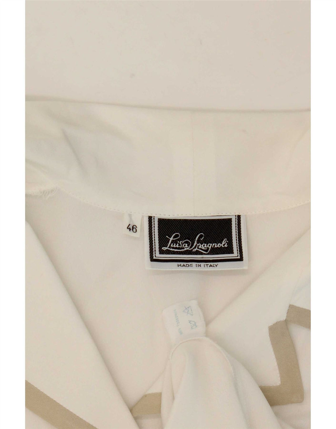 Luisa Spagnoli Womens Short Sleeve Shirt Blouse IT 46 Large White Polyester