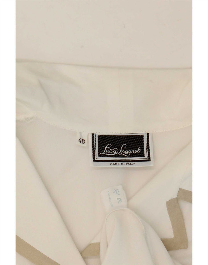Luisa Spagnoli Womens Short Sleeve Shirt Blouse IT 46 Large White Polyester